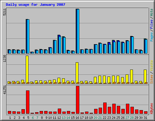 Daily usage for January 2007