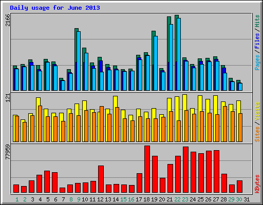 Daily usage for June 2013