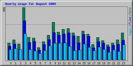 Hourly usage for August 2005