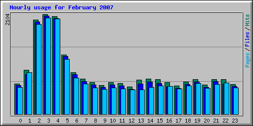 Hourly usage for February 2007