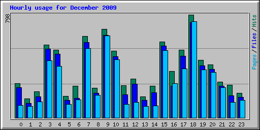 Hourly usage for December 2009