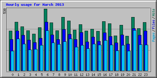 Hourly usage for March 2013