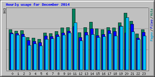 Hourly usage for December 2014